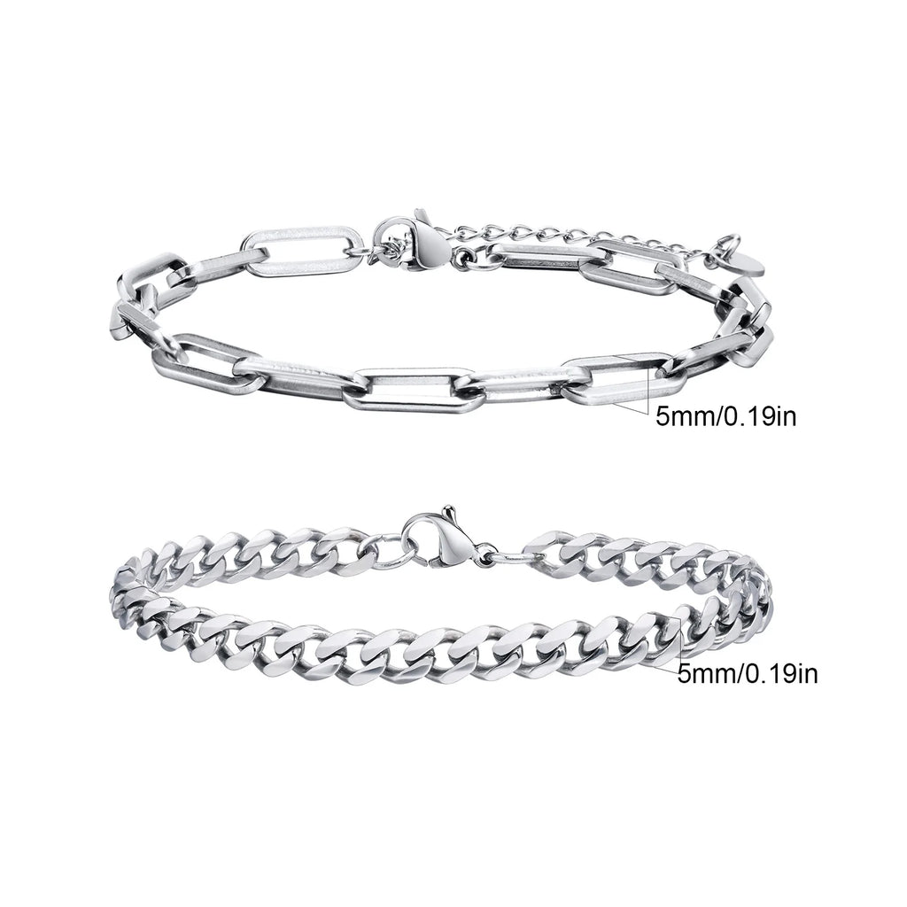 Rope Cuban Chain Bracelet 2pcs — Two-Tone