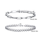 Rope Cuban Chain Bracelet 2pcs — Two-Tone