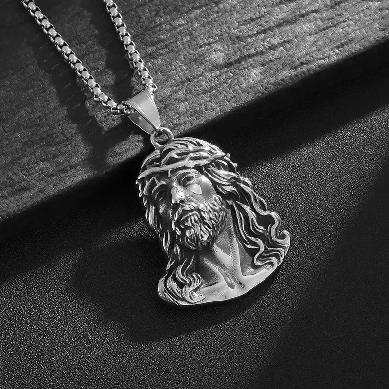 Jesus Pendant Necklace — Stainless Steel