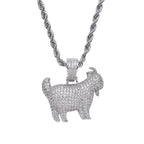 Iced Out Goat Pendant Cuban Necklace — Gold