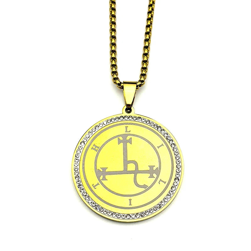 Occult Sigil Two-Tone Pendant Demon Seal Rhinestones