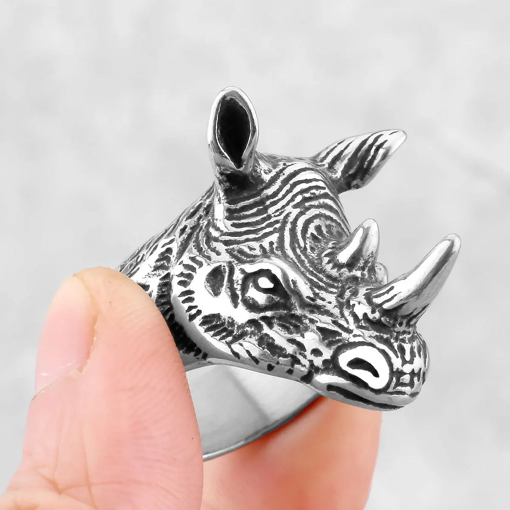 Big Rhino Animal Ring — Stainless Steel