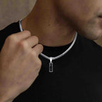 Stylish Black Square Stone Necklaces for Men Women,Waterproof Stainless Steel Flat Cuban Chain Collars,Hip Hop Jewelry Gifts