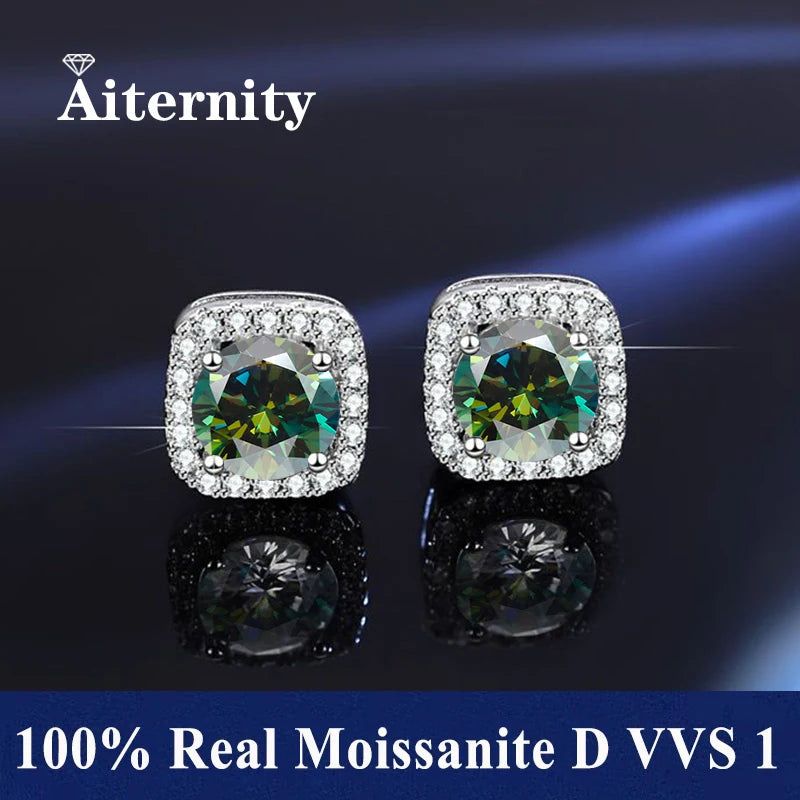 HOT Moissanite S925 Sterling Silver Stud Earrings For Women And Men With 2 Certificates Pass Diamond Test Pen Fine Jewelry