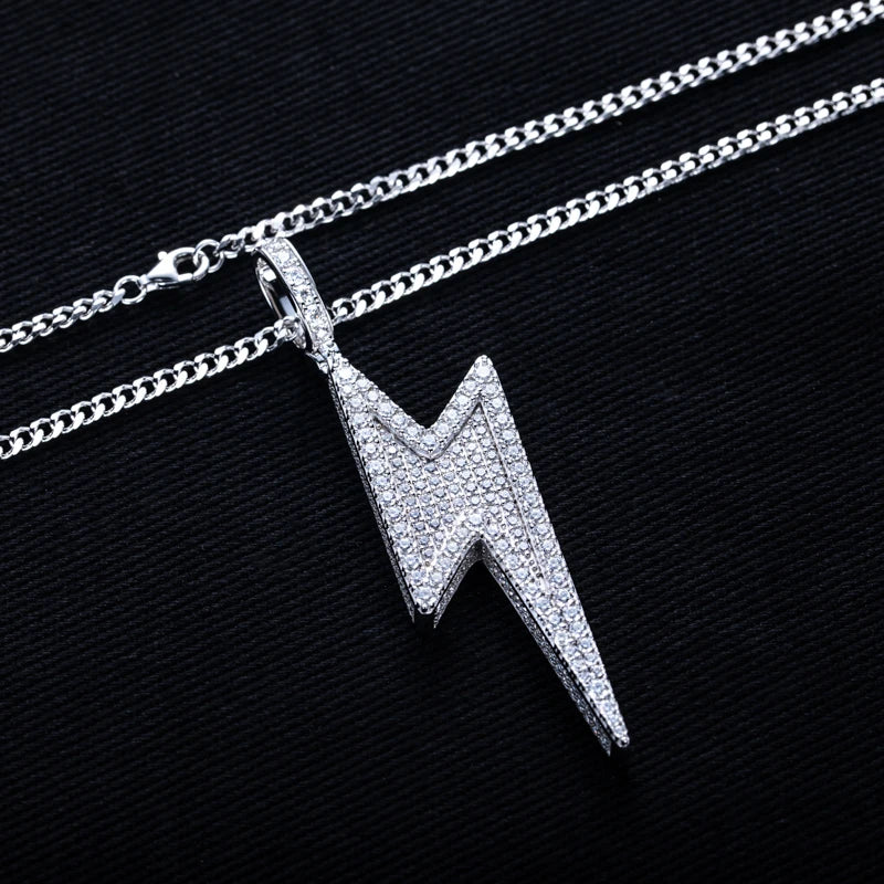 Iced Out Lightning Pendant — 925 Silver
