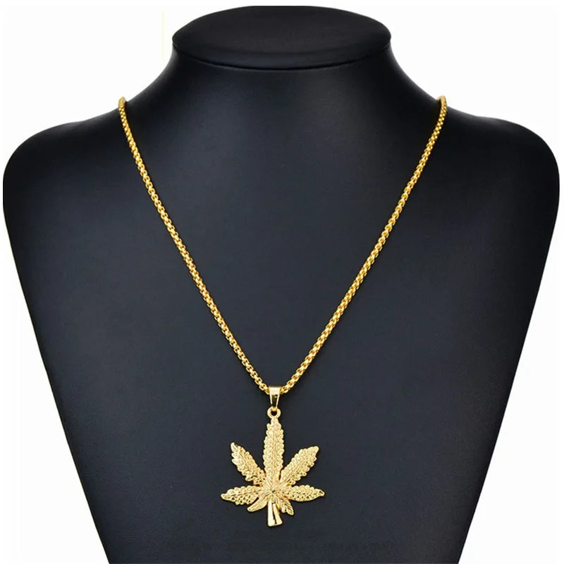 Maple Leaf Pendant Necklace — Stainless Steel
