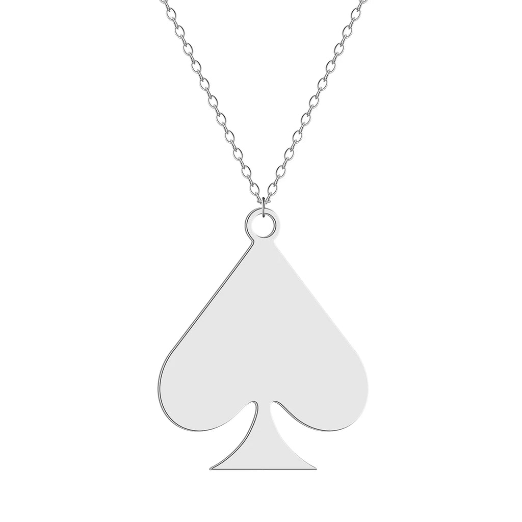 Kinitial Stainless Steel Necklaces Dainty Jewelry Playing Card Hearts Poker Spade Pendant Necklace Party Gift