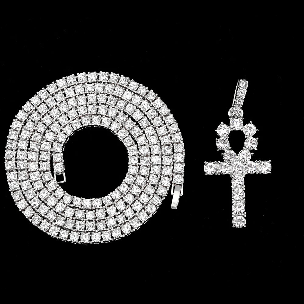 Hip Hop Cross Pendant Necklace For Women Jewelry Female Statement Men Iced Out Tennis Chain Gold Color Jewellery Gift