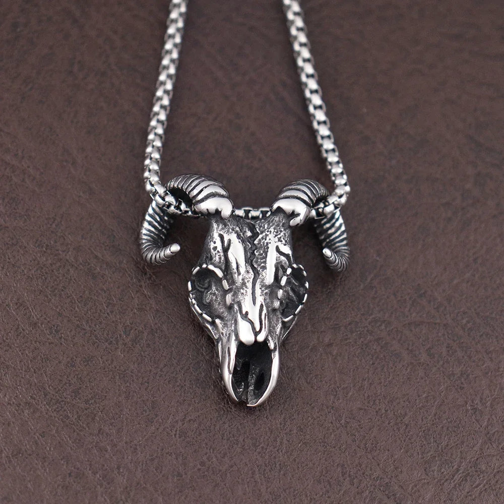 Gothic Satanic Skull Stainless Steel Pendant Necklace