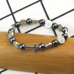 Catholic Rosary Bracelet St. Benedict Medal Cross Prayer Bracelets Hematite Beads Religion Jewelry Accessories Gifts