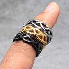 Weaving Hollow Stainless Steel Mens Rings Trendy Simple Unique Stylish for Male Boyfriend Jewelry Creativity Gift