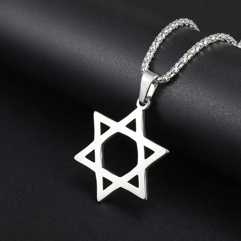 Exquisite and Creative Hip Hop Pentagram Pendant Necklace for Men Simple Punk Texture Necklace Jewelry Sweater Chain