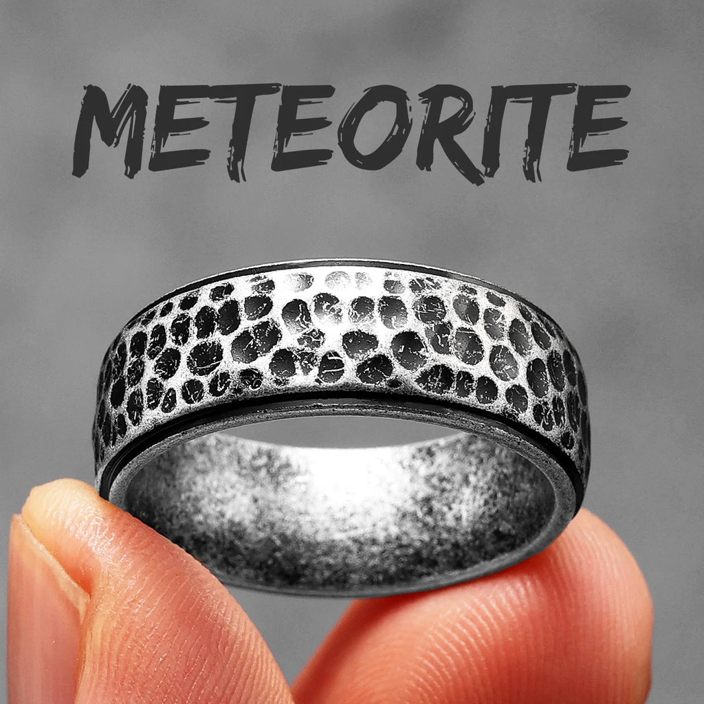 Meteorite Fidget Spinner Ring — Stainless Steel
