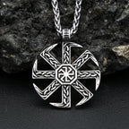 Slavic Kolovrat Sun Wheel Pendant — SS