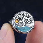 Viking Tree of Life Ring, Yellow Zircon — Stainless Steel