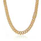 Wholesale Full Diamond Cuban Necklace Hip Hop Jewelry Cube Zirconia Sparkling Diamond 15mm Brass Plated Rose Gold Jewelry
