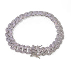 Silver Cuban Chain Necklace Iced Out 12MM