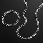 8mm Cuban Chain Necklace Bracelet Set — Stainless Steel