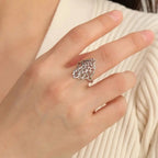 Teamer Hollow Cute Wolf Stainless Steel Ring for Women Men Open Wide Vintage Geometric Animal Finger Ring Jewelry Gift Wholesale