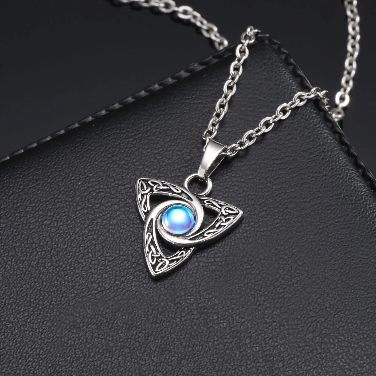 Moonstone Celtic Knot Pendant — Stainless