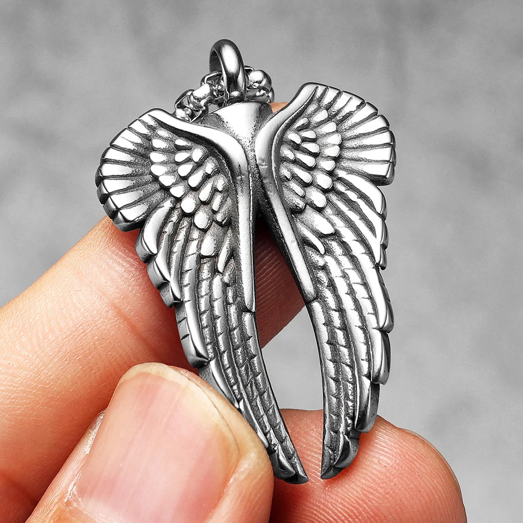 Angel Wing Urn Pendant — Stainless Steel