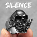 Butterfly Skull Ring Black — Stainless Steel