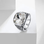 1pc Retro European American Style Men'S 316L Stainless Steel Ring, Fashionable Simple Creative Design, Synthetic Faux