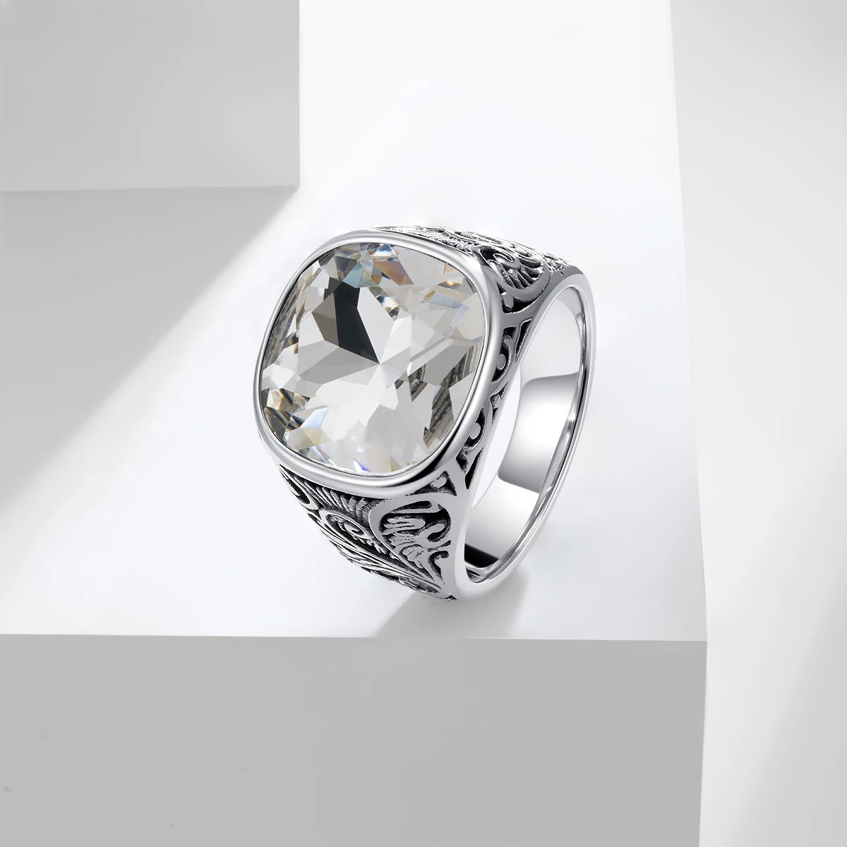 1pc Retro European American Style Men'S 316L Stainless Steel Ring, Fashionable Simple Creative Design, Synthetic Faux