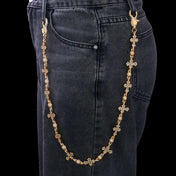 Silver Cross Iced Out Pants Chain 18MM