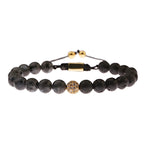 Black CZ Pave Ball Beaded Bracelet for Men — Adjustable Weave