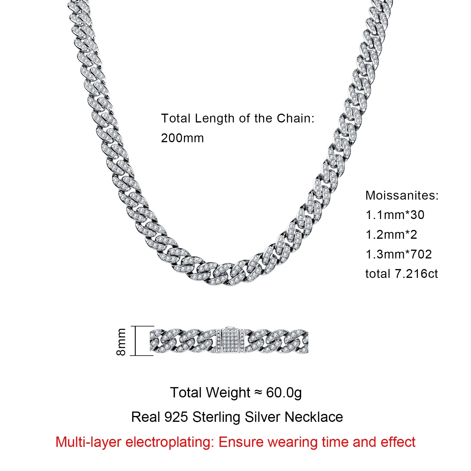 Iced Out Cuban Link Necklace — 925 Silver