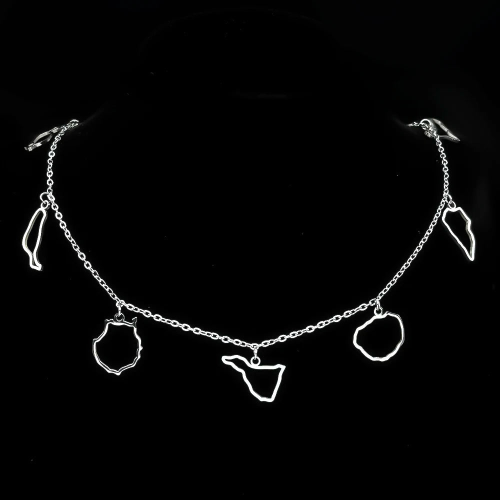 Canary Islands Map Choker Necklace — Stainless Steel