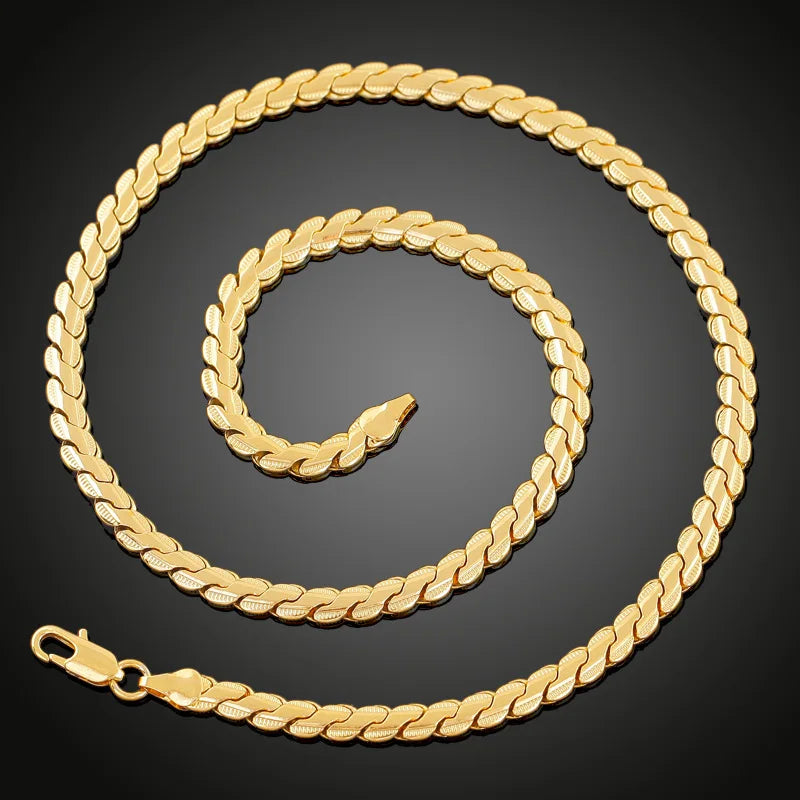 Luxury 24K 9999 Pure Gold real gold Men's and Women's Cuban Necklace Clavicle Chain Thick Necklace