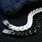 Men's Cuban Link Ceramic Bracelet Hypoallergenic, Black White Chain for Men, Masculine Jewelry Gift