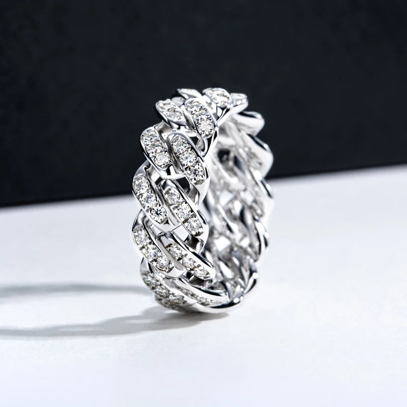 Iced Out Cuban Ring — 925 Silver