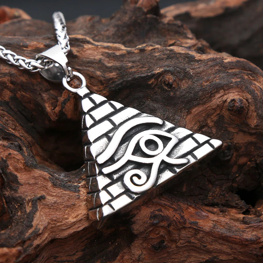 Eye of Horus Pyramid Pendant — Stainless Steel