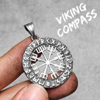 Viking Compass Stainless Steel Pendant Necklace