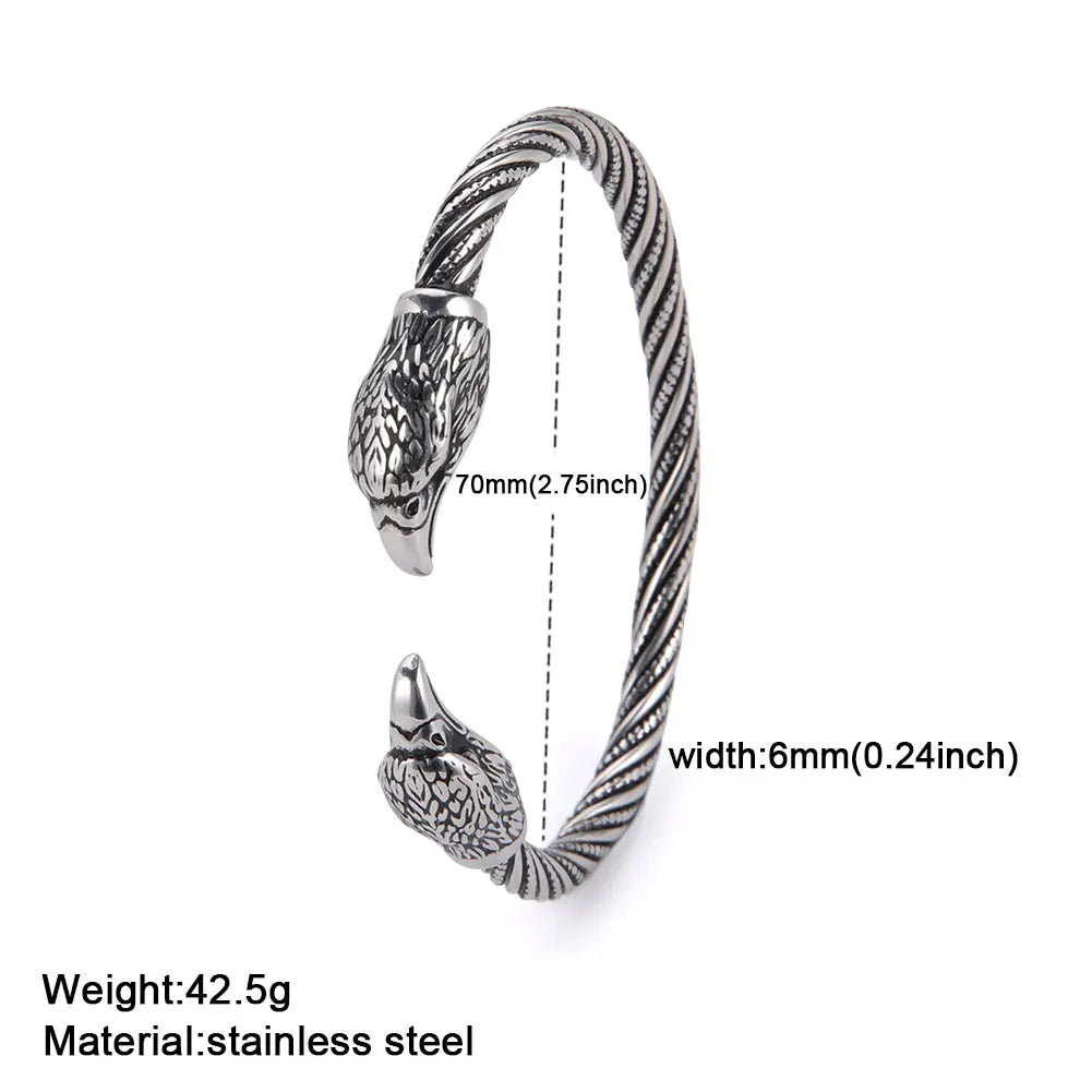 My Shape Viking Animal Cuff Bangles for Men Punk Wolf Lion Leopard Skeleton Stainless Steel Bracelet Nordic Vintage
