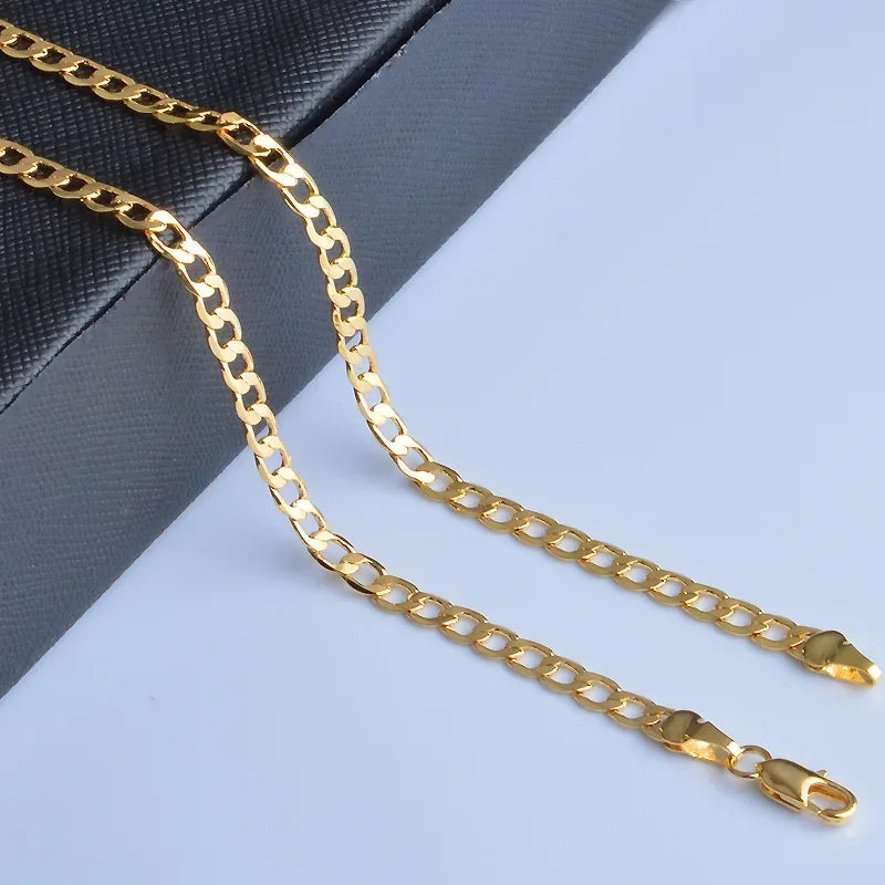 ALITREE Fine Classic 8MM sideways 18K gold Necklace charms 925 Sterling silver for men woman Jewelry wedding party