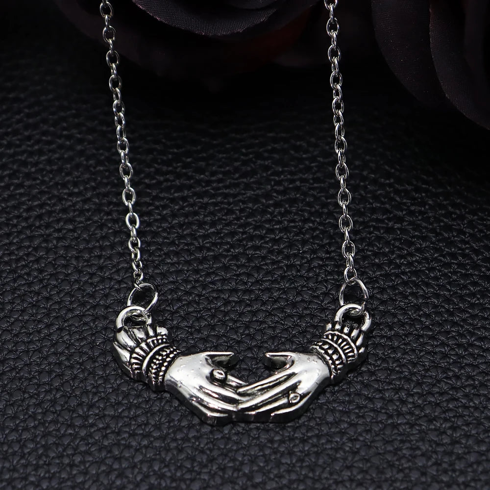 Victorian Mourning Hands Pendant Necklace, Gothic Mourning Jewelry, Y2k Women Fashion Charm Statement Women Gift
