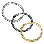 Fashion Stainless Steel Men Curb Cuban Chain Bracelet Women Bracelet on Hand for Couple Unisex Wrist Hand Jewelry