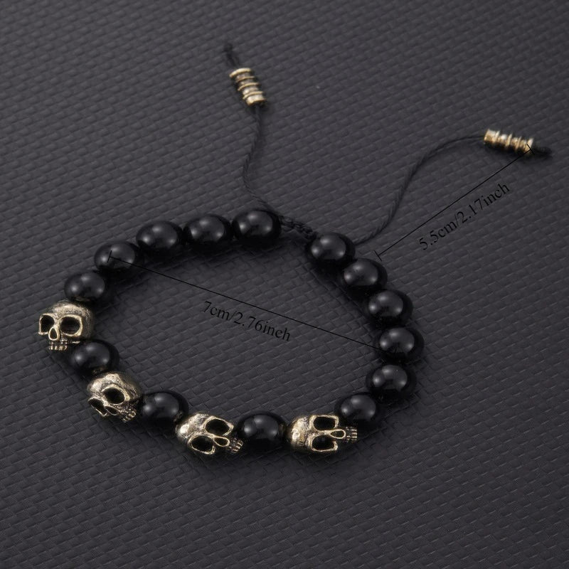 Vintage Gothic Skull Bracelet for Men — Motorcycle Adjustable