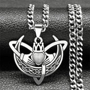 Claddagh Heart Celtic Knot Steel Pendant Crescent Moon
