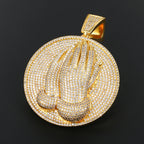 Trendy Round Zircon Copper Pendant Necklace for Men Fine Hip Hop Jewelry Pendant with Rope Chains