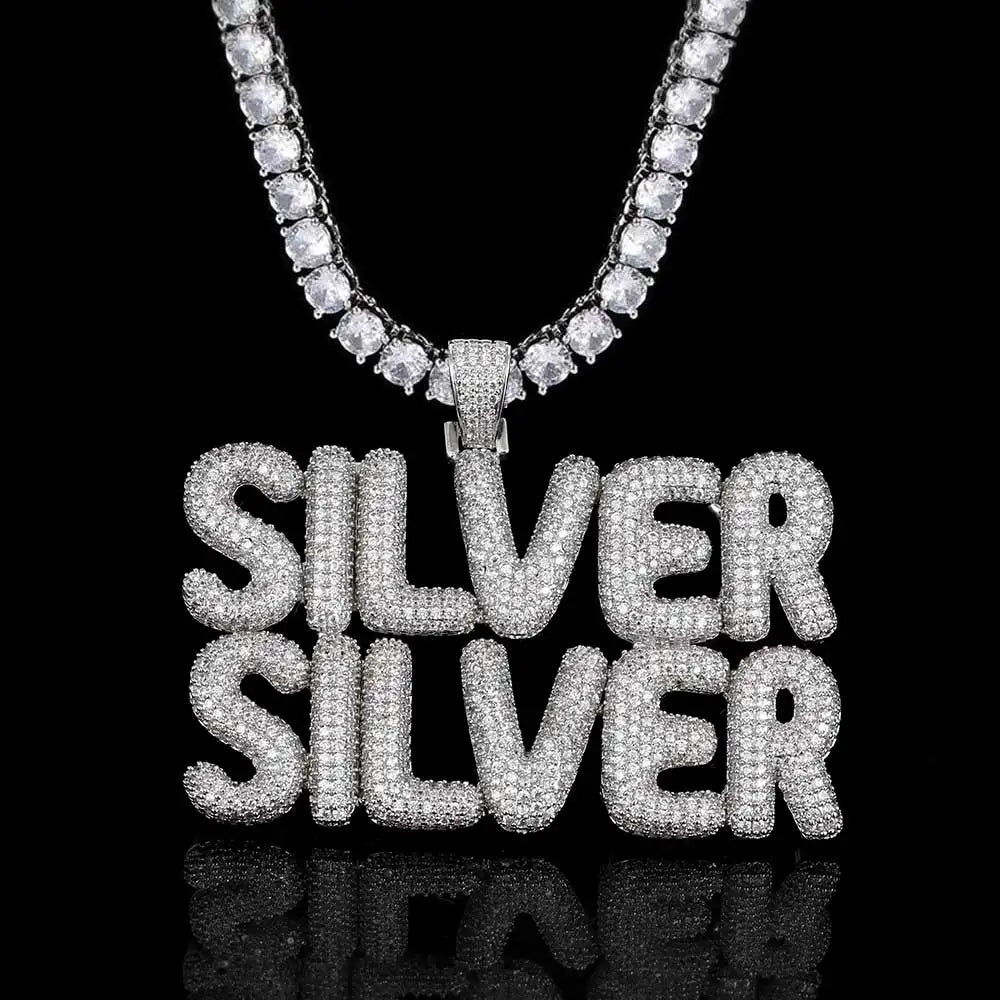 Iced Out Letter Pendant Necklace Name