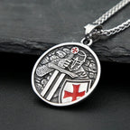 Vintage Armor Shield Knight Templar Cross Pendant Necklace For Men Stainless Steel Fashion Punk Amulet Jewelry Gift