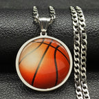 3D Basketball Steel Pendant 316L Necklace