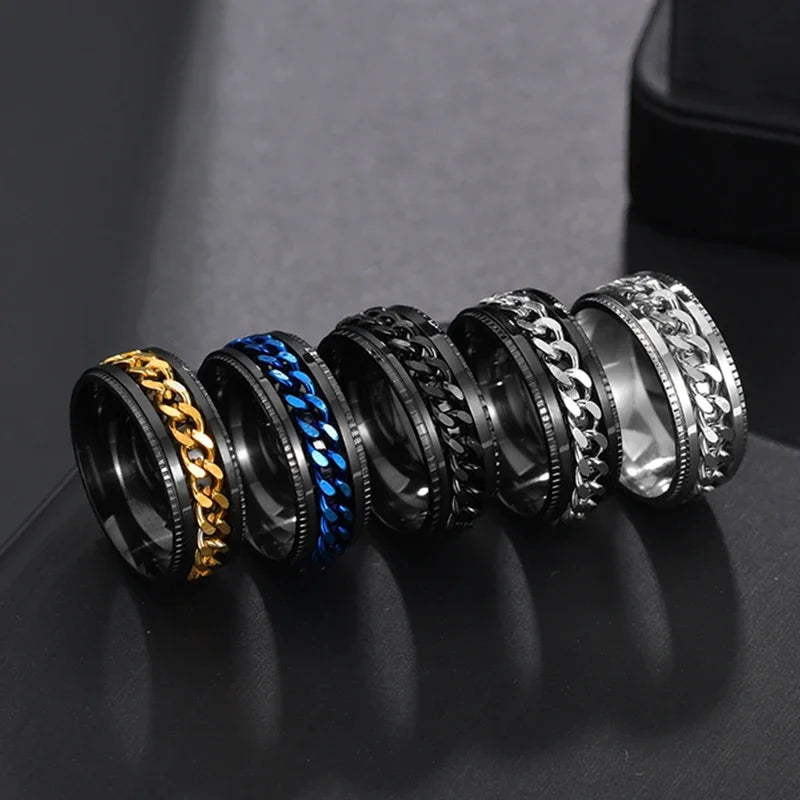 Rotatable Chain Spinner Ring — Two-Tone