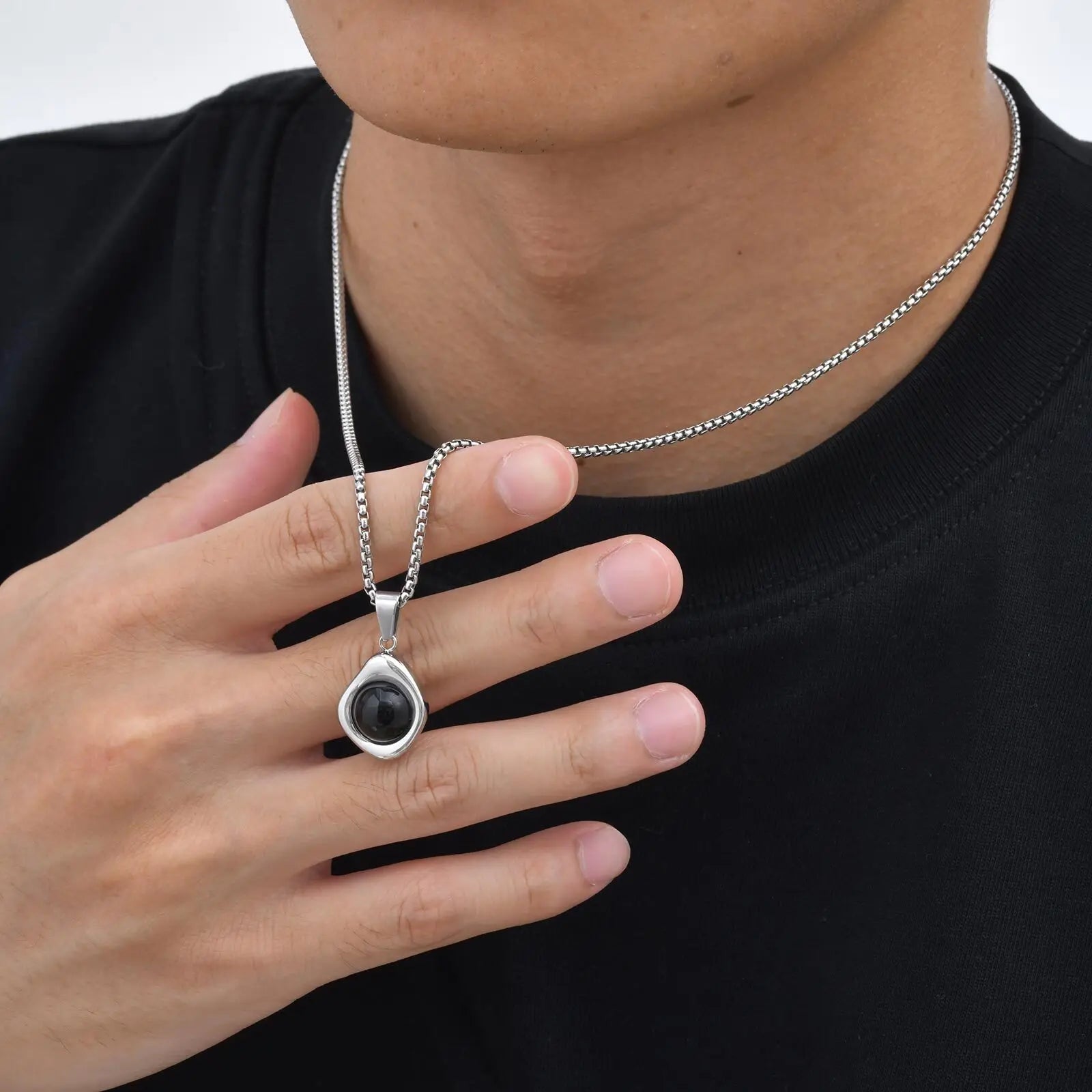 Tiger Eye Stone Pendant — Stainless Steel
