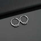 2pcs Stainless Steel Hoop Earrings For Men Small Circle Metal Ball Anti-allergic Ear Buckle Rock Hip Hop Artificial
